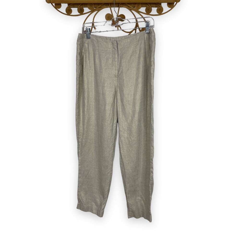 Chico's Foiled Linen Ankle Pants M/10